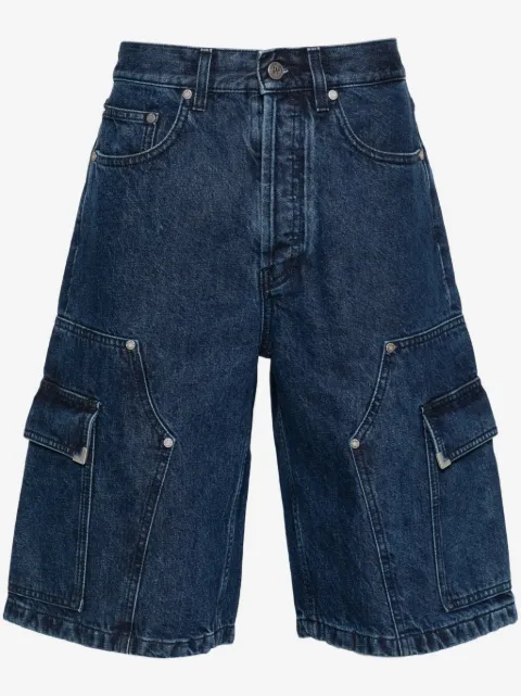 Palm Angels logo-embroidered denim shorts