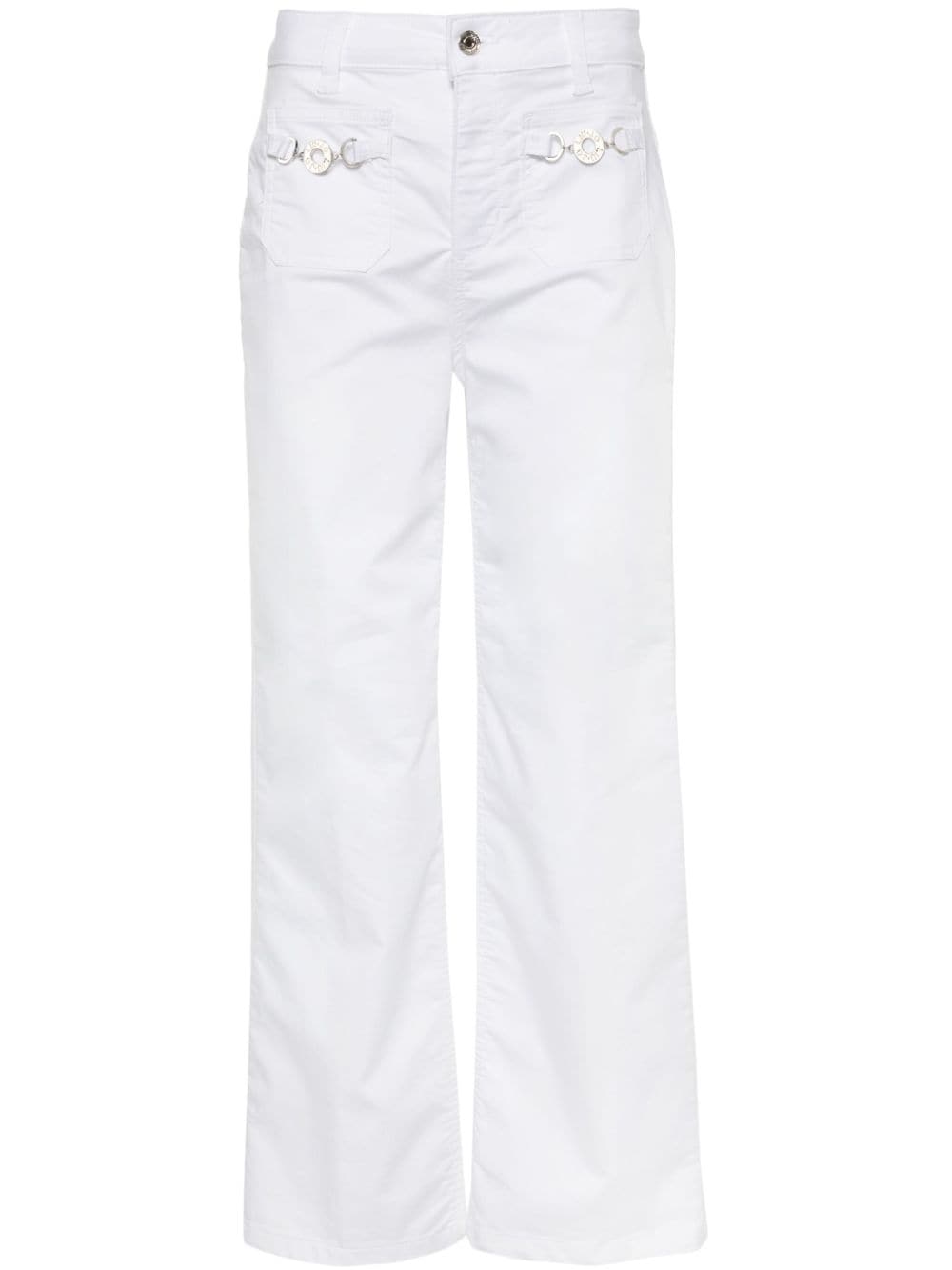 Liu •jo Flare-leg Cropped Trousers In White