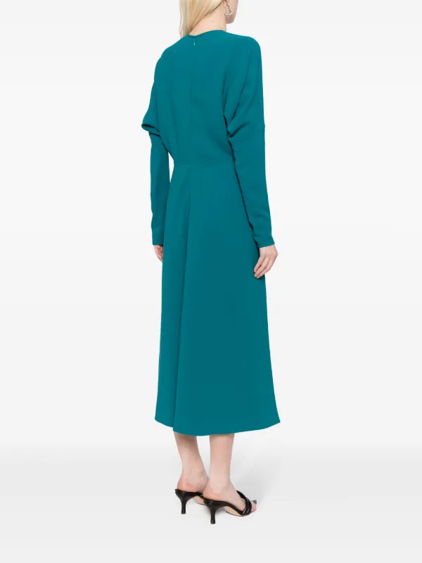 Victoria Beckham dolman-sleeves Draped Midi Dress | Green | FARFETCH