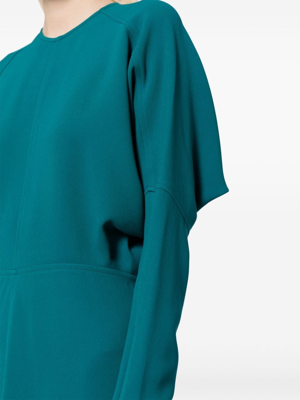 Shop Victoria Beckham Dolman-sleeves Draped Midi Dress In Green