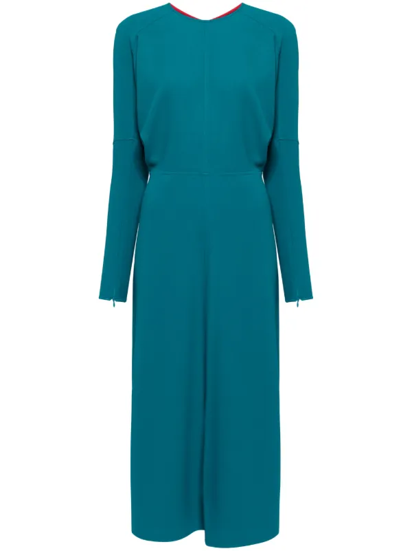 Victoria Beckham dolman-sleeves Draped Midi Dress | Green | FARFETCH GE