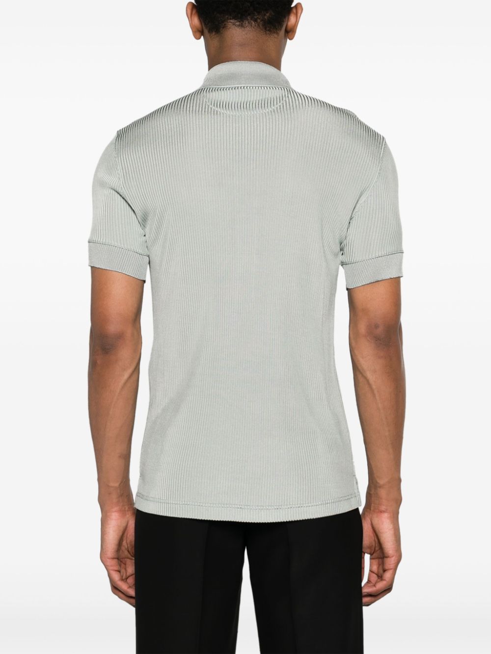 Shop Tom Ford Logo-embroidered Ribbed Polo Shirt In Grey