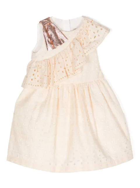 Hucklebones London vestido midi asimétrico con bordado inglés