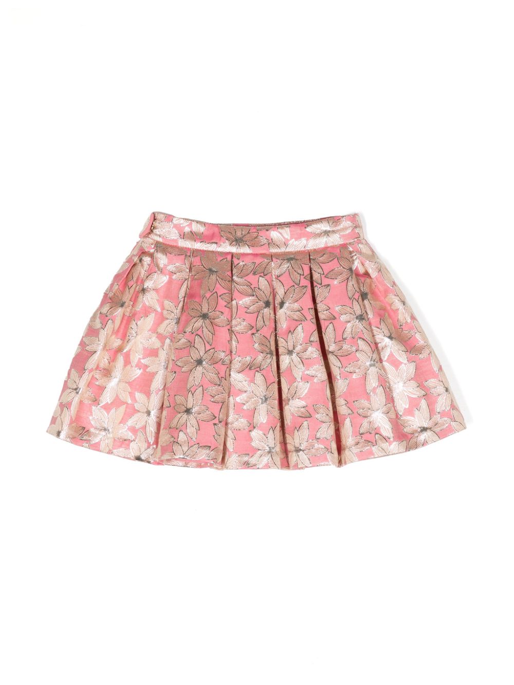Shop Hucklebones London Floral-jacquard Pleated Skirt In Pink