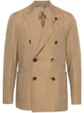 Lardini brooch-detail double-breasted blazer - Neutrals