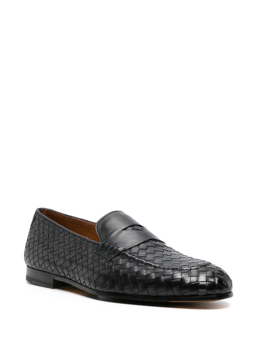 Shop Doucal's Interwoven-design Leather Loafers In Black