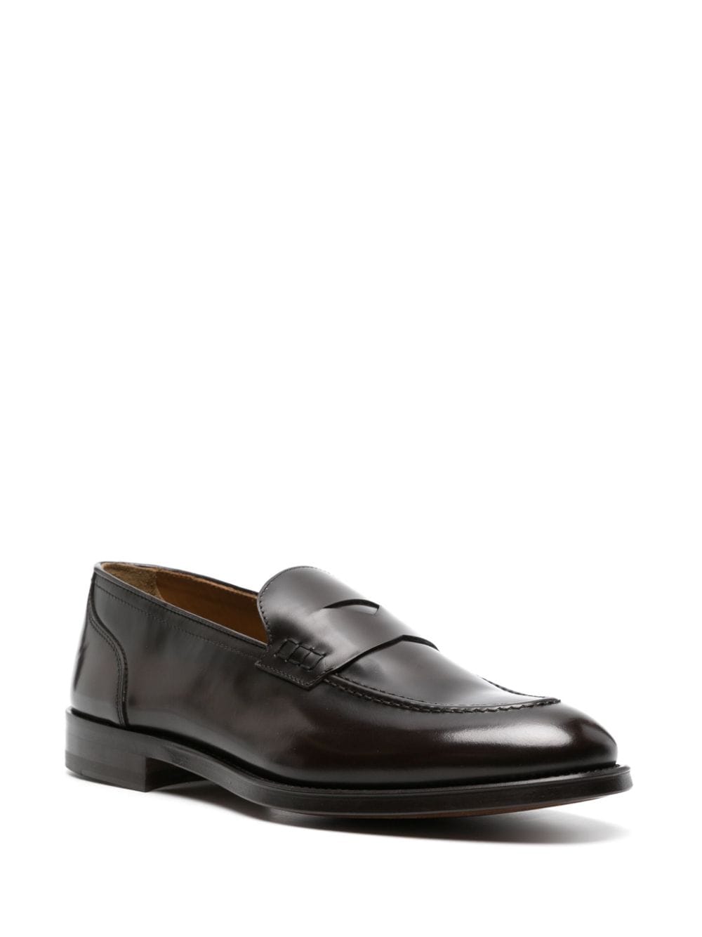 Shop Doucal's Leather Penny Loafers In Brown