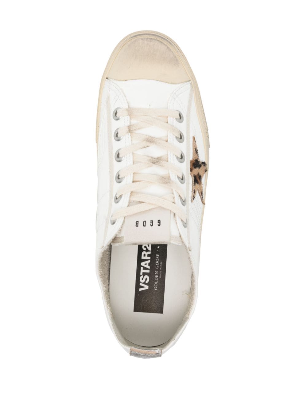 Shop Golden Goose V-star 2 Leather Lace-up Sneakers In White