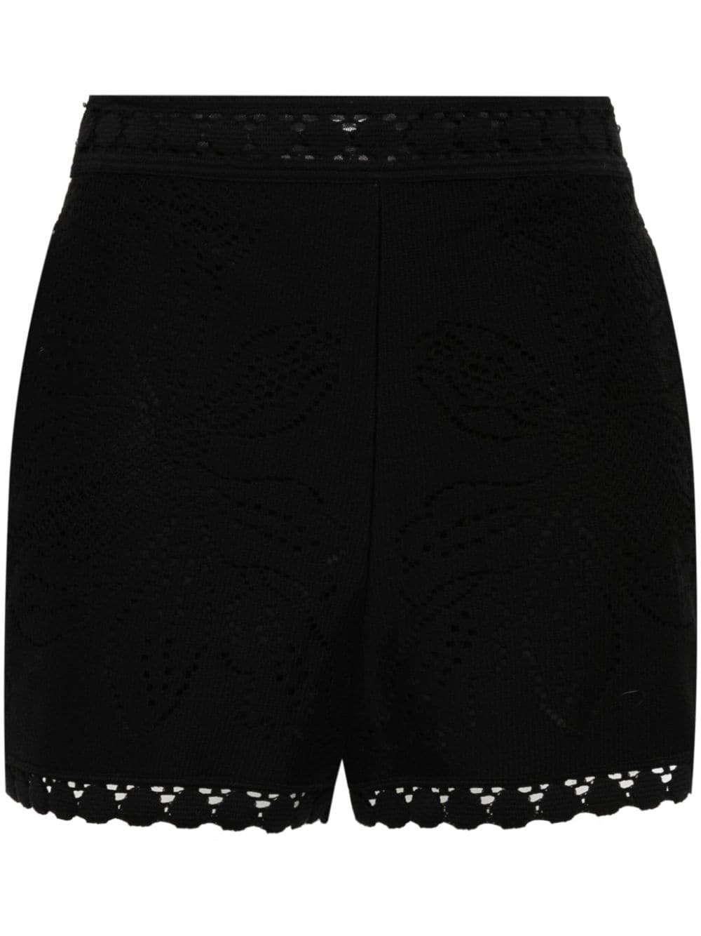 Valentino Laser-cut Knitted Shorts In Black