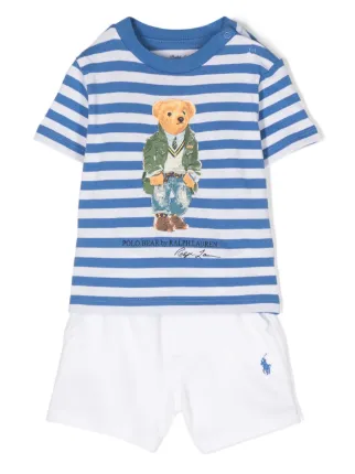 キッズ用トップス Ralph Lauren SS BEAR SET SETS SHORT SET POLO RALPH LAUREN KIDS Polo Bear-motif Shorts Set | White