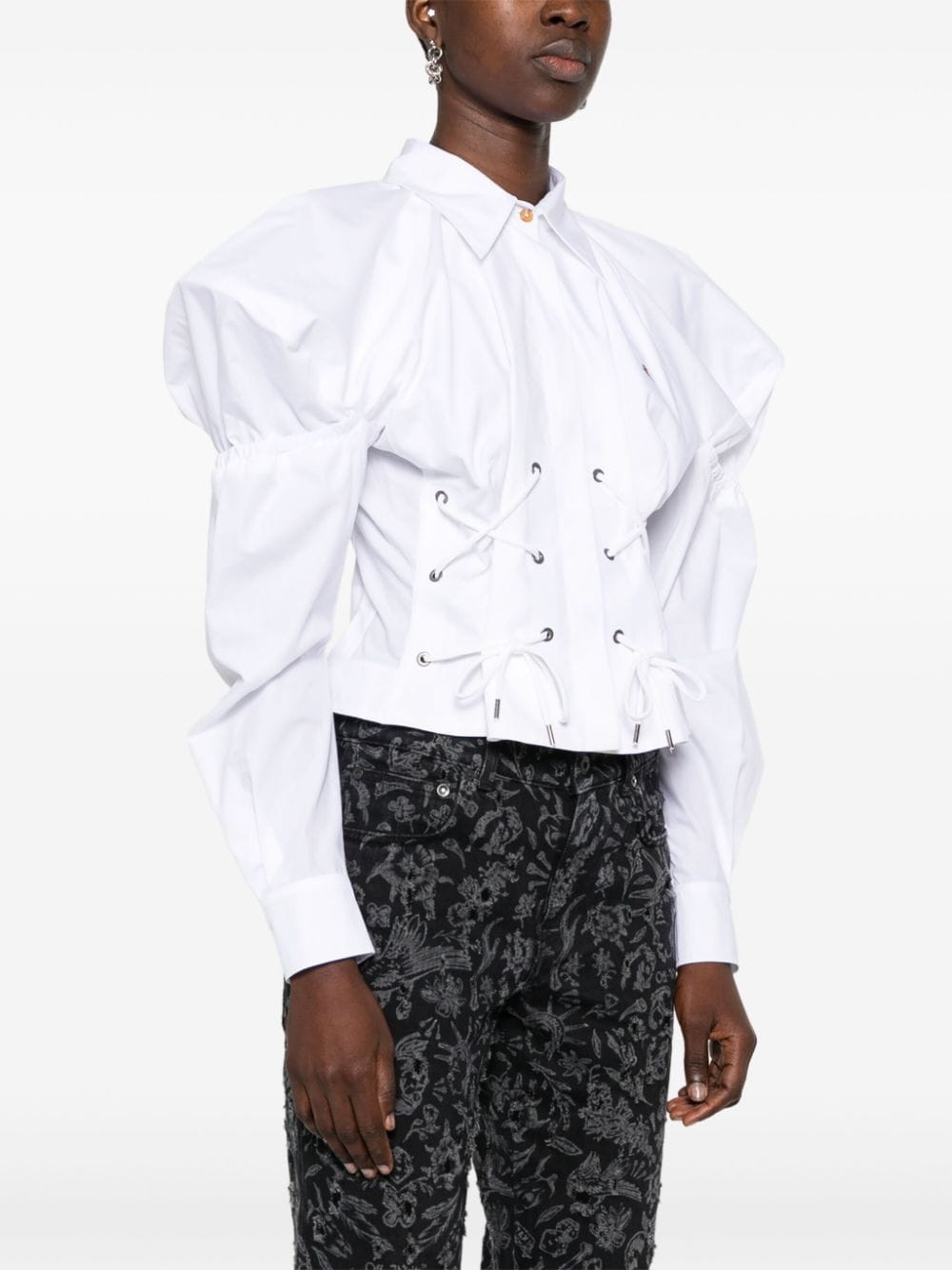 Shop Vivienne Westwood Orb-embroidered Cotton Shirt In White