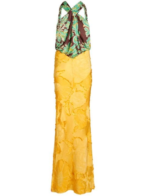 ETRO halterneck floral-jacquard dress