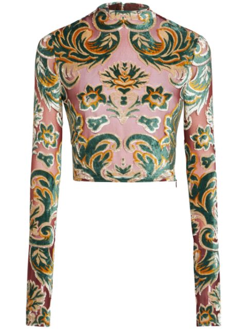 ETRO patterned-jacqaurd tulle top Women