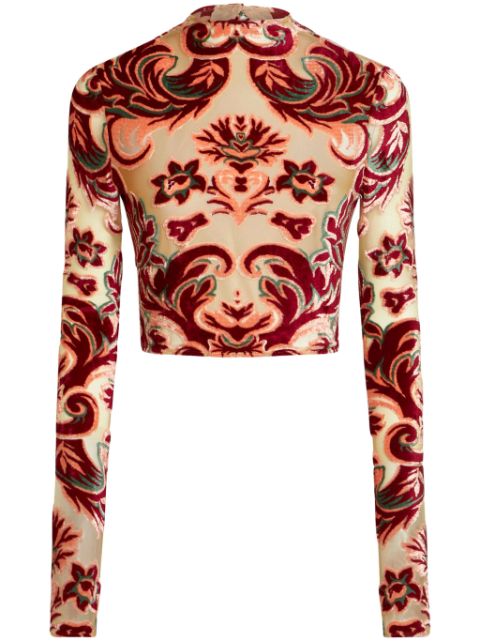 ETRO patterned-jacquard tulle top