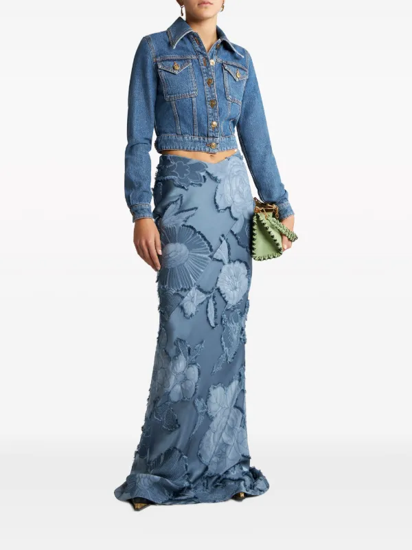 ETRO Pegaso-embroidered Denim Jacket | Blue | FARFETCH JO