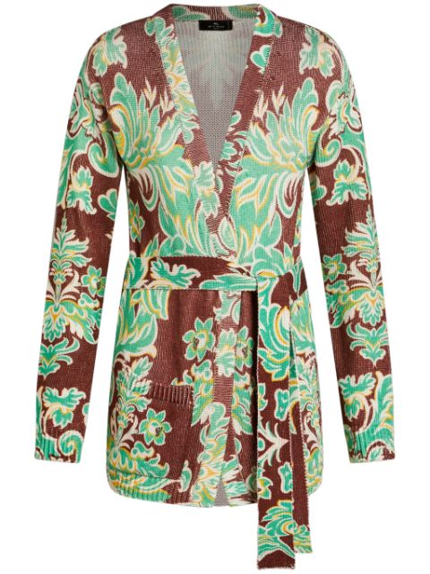 ETRO paisley-print belted cardigan Women