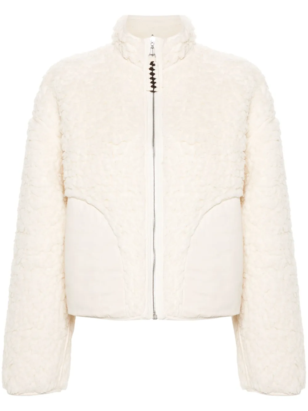 Jil Sander + Zip-up Teddy Jacket In Neutrals