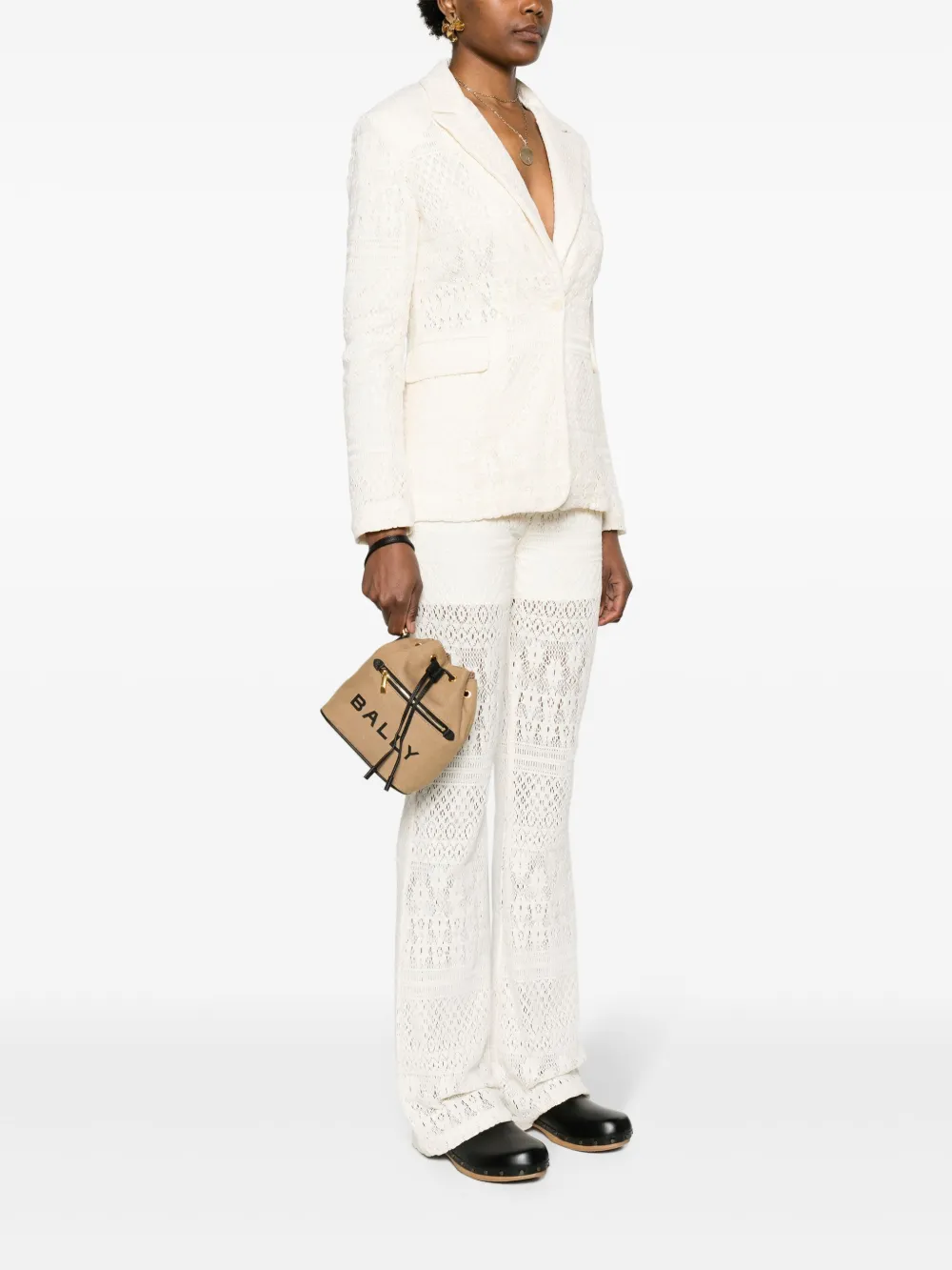 Bally Bar canvas bucket-tas - Beige