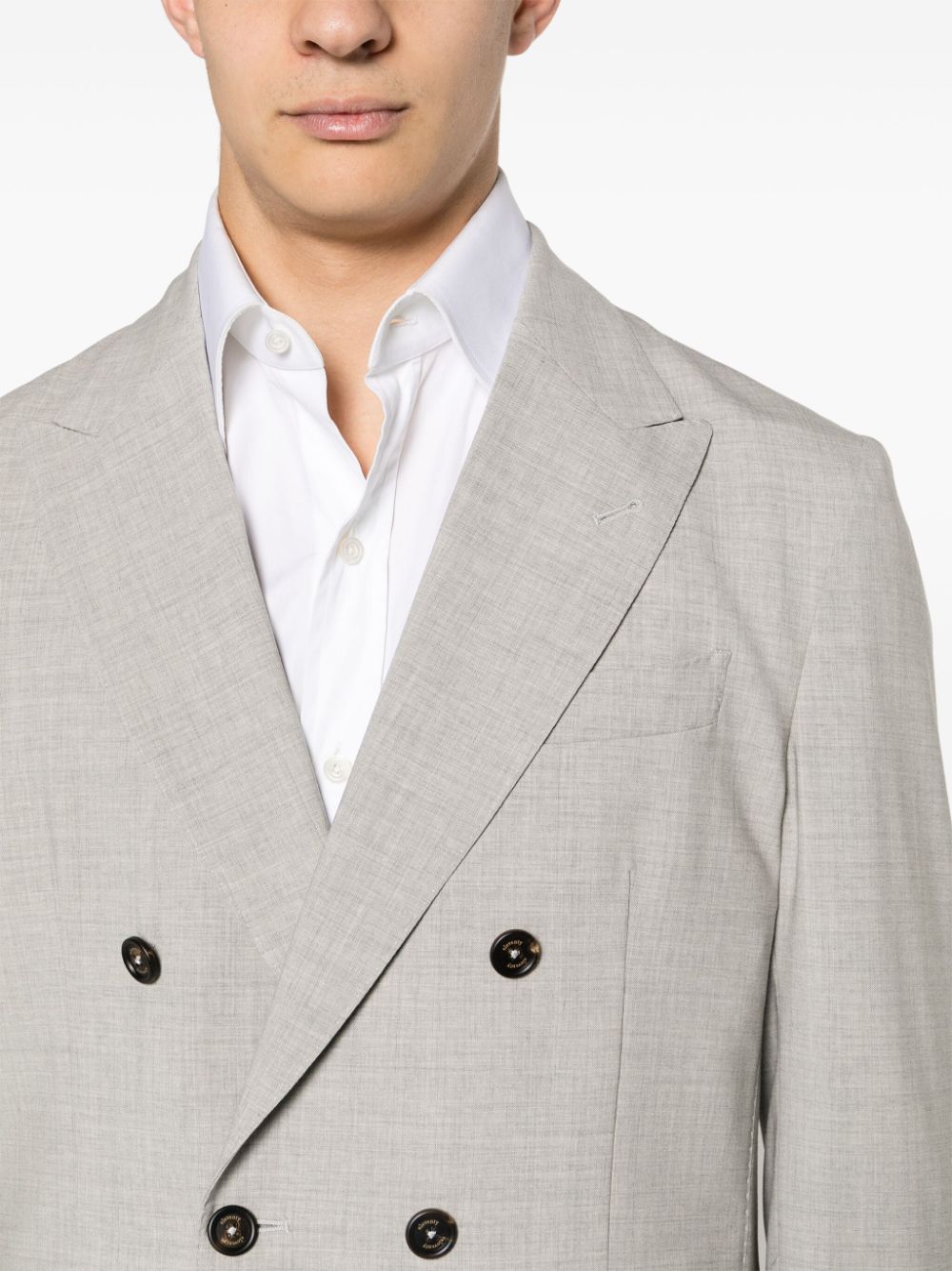 Shop Eleventy Double-breasted Wool Suit In Grey