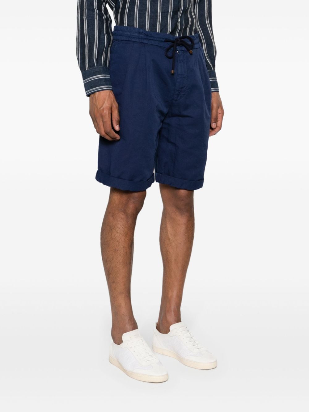 Shop Brunello Cucinelli Drawstring-waist Bermuda Shorts In Blue