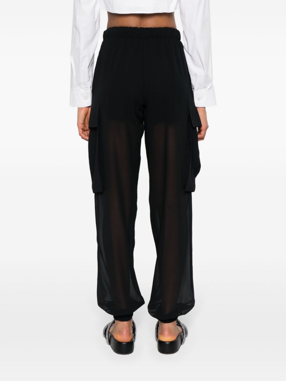 Shop Ermanno Firenze Chiffon Tapered Trousers In Black
