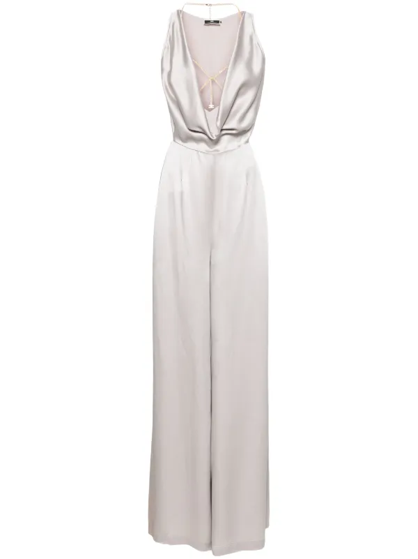 ELISABETTA FRANCHI レースワンピース Elisabetta Franchi Laminated jersey maxi dress with side
