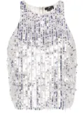 Elisabetta Franchi sequined tulle top - Silver