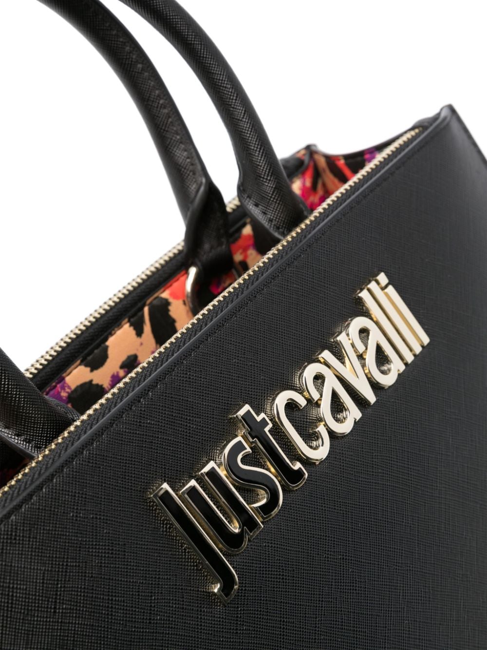 Shop Just Cavalli Logo-lettering Faux-leather Tote Bag In Black