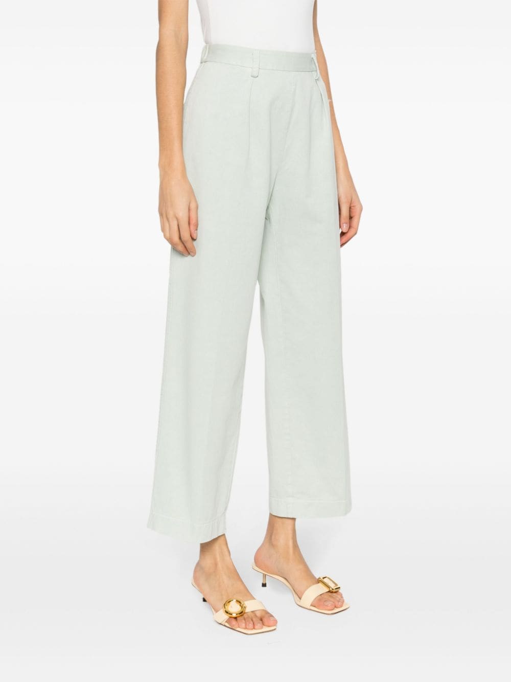 Shop Forte Forte Straight-leg Cropped Trousers In Green