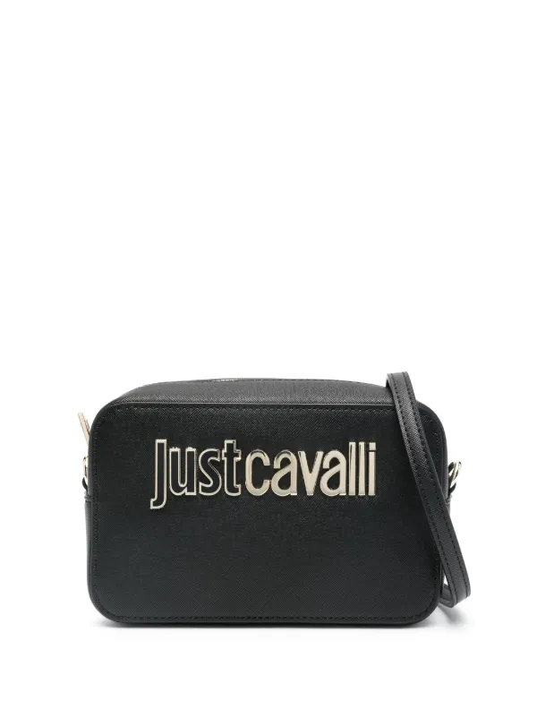 Just Cavalli ブラックレザー ショルダーバッグ Just Cavalli ロゴ ショルダーバッグ | ブラック | FARFETCH JP