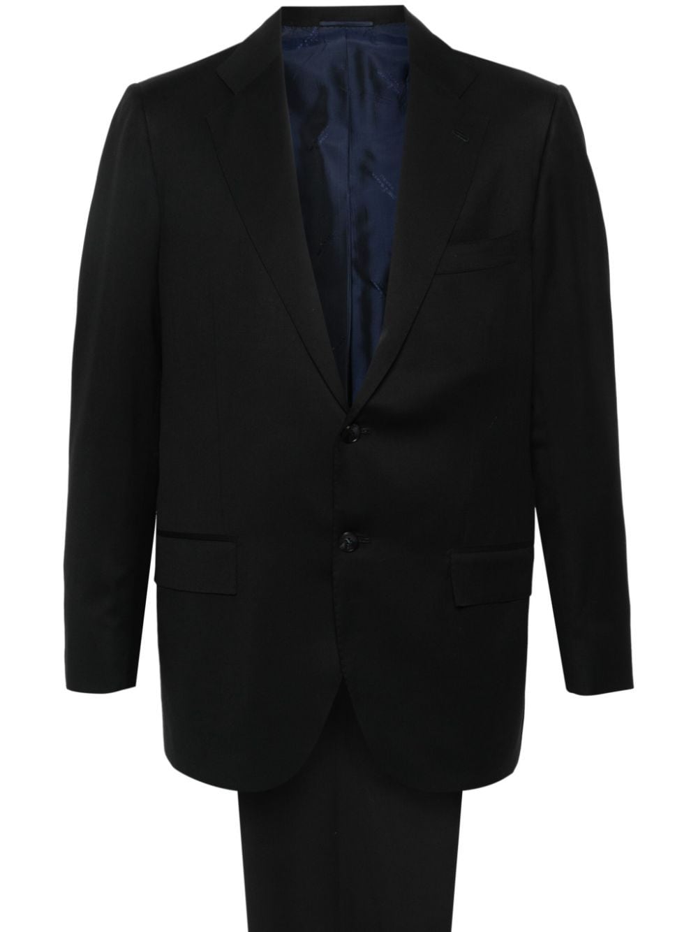 Shop Kiton Wool Single-breasted Suit In Black