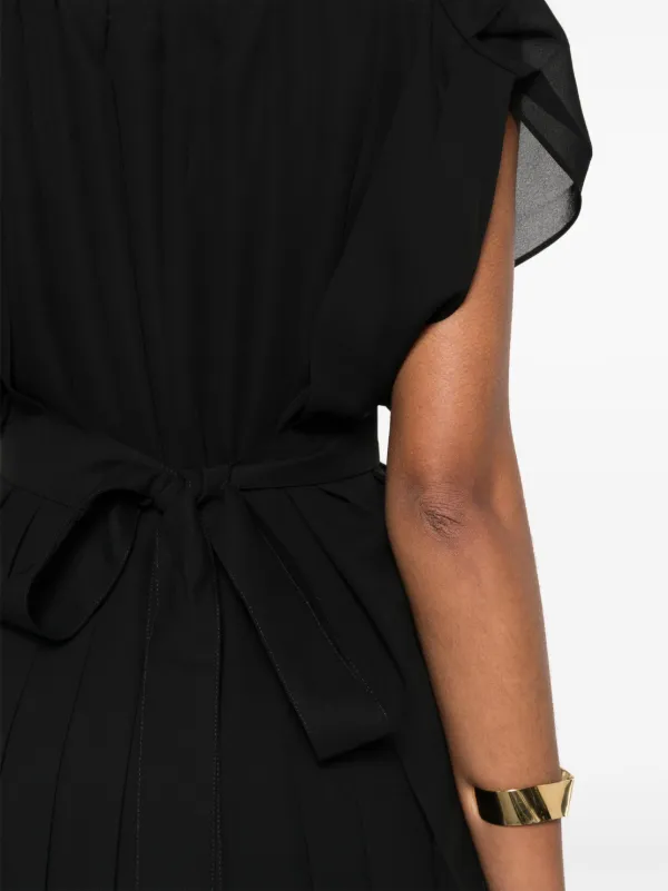 strapless open back dress Plissé Pleated Crepe Combo Midi Dress – HEYFANCYSTYLE
