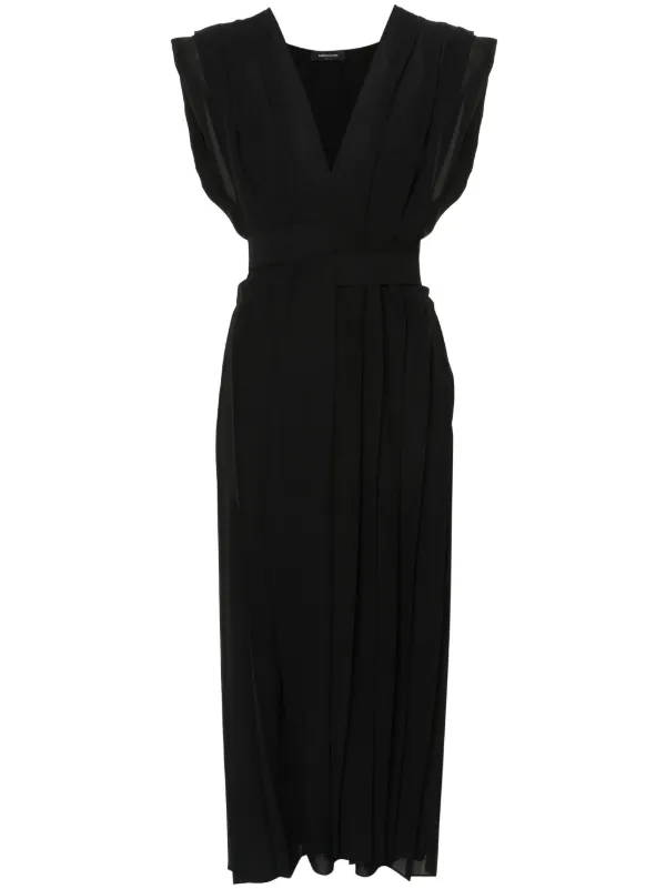 Fabiana Filippi Pleated Crepe Maxi Dress | Black | FARFETCH
