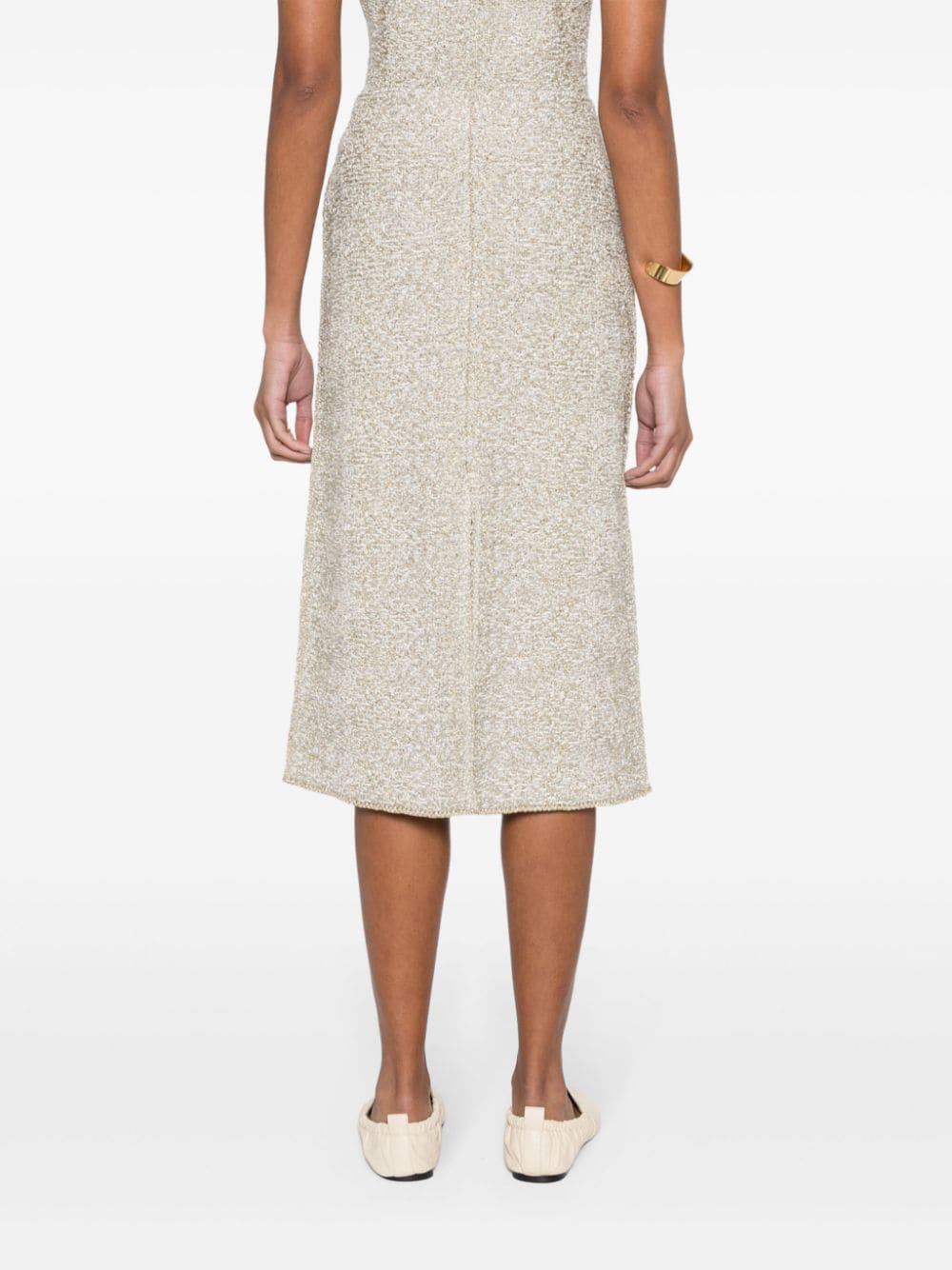 Shop Fabiana Filippi Lurex-detail Bouclé Skirt In Grey