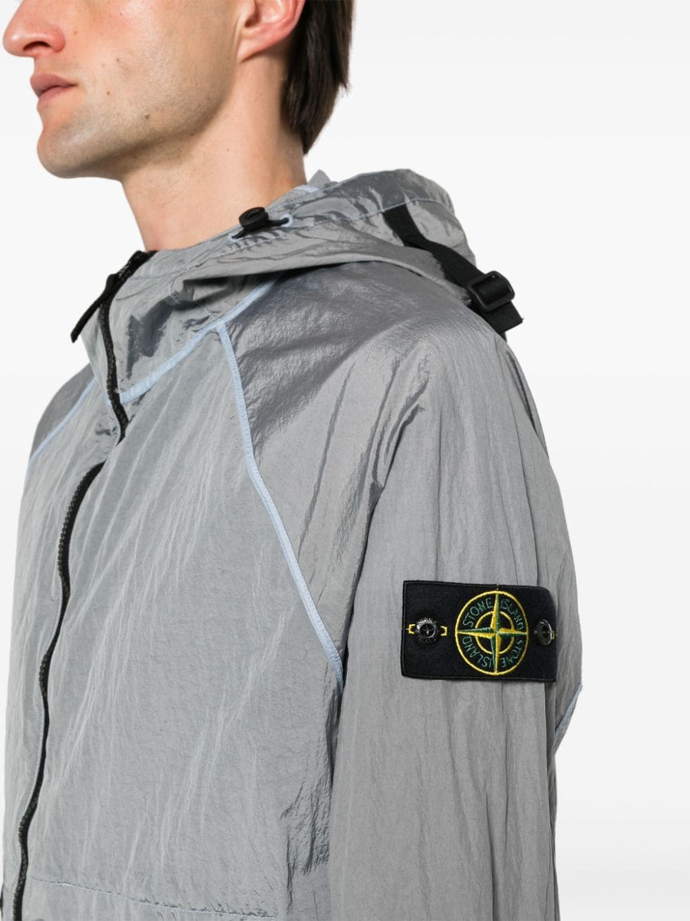 Shop Stone Island Compass-badge Shell Jacket In Grey