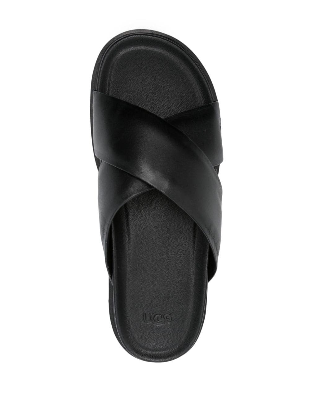 Shop Ugg Capitola Cross Leather Slides In 黑色