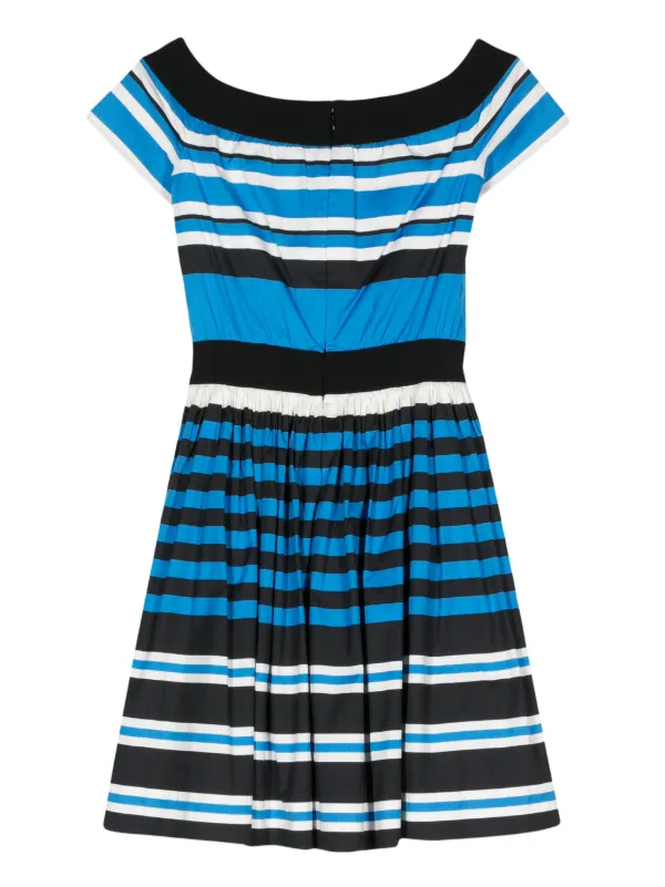 Prada 2000s Striped Flared Mini Dress - Blue Prada 2000s Striped Flared Mini Dress - Blue