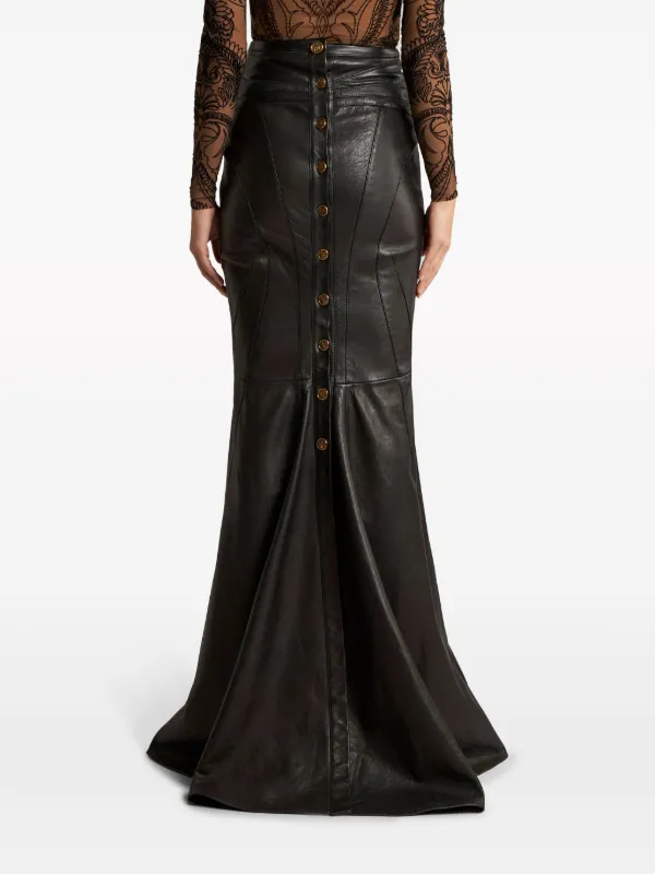 ETRO Mermaid Leather Maxi Skirt | Black | FARFETCH