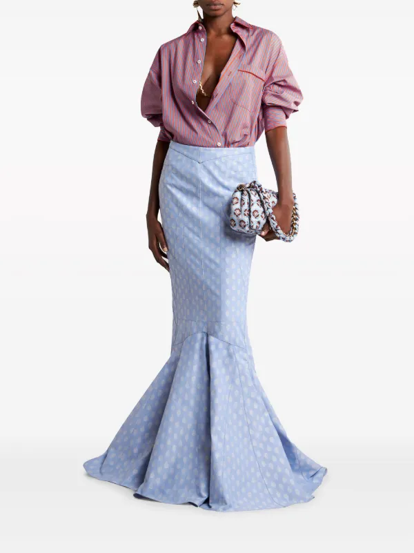 スカート ETRO Women Mid Skirts WRFA011499SA5I2 X0807 BLUE ETRO Skirt with white/blue Paisley print | TheDoubleF