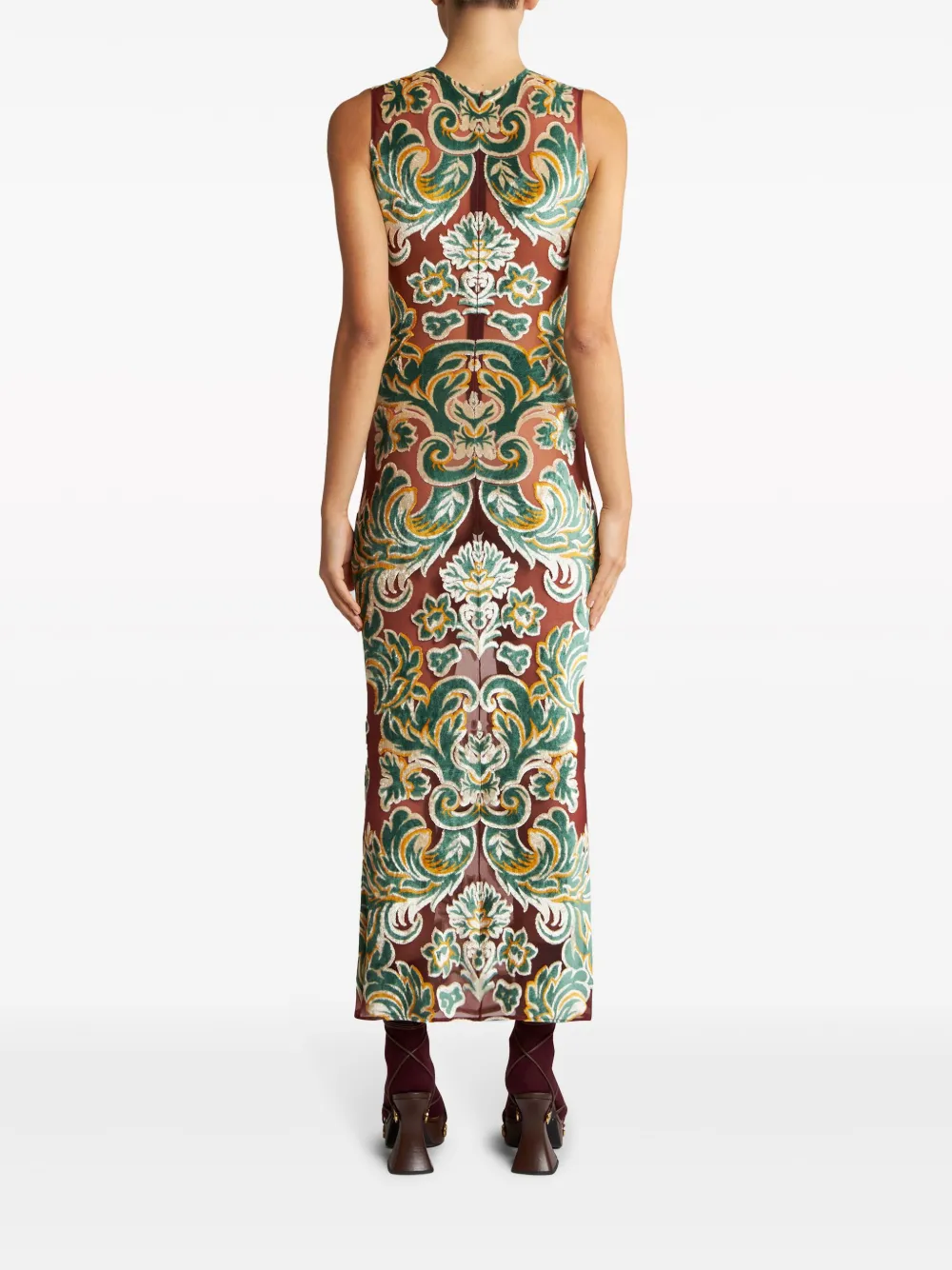 Shop Etro Patterned-jacquard Dress In Green