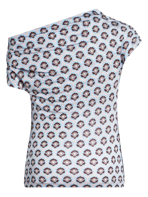 ETRO abstract-print Asymmetric Top | Blue | FARFETCH