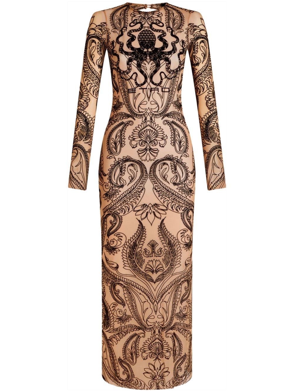 Etro Paisley-flocked Tulle Dress In Neutrals