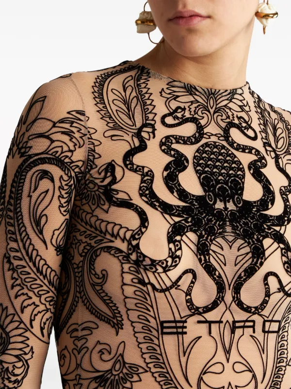 ETRO paisley-flocked Tulle Dress | Neutrals | FARFETCH