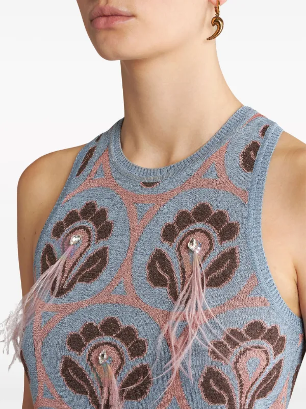 Tシャツ・カットソー Etro Cropped Top With Intricate Pattern ETRO abstract-print Velvet Crop Top | Blue | FARFETCH