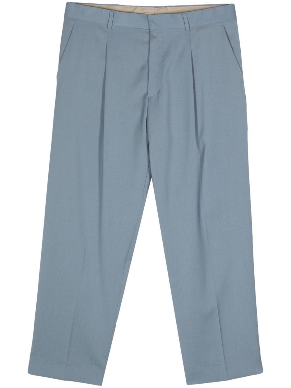 Shop Costumein Tapered Virgin Wool Trousers In Blue