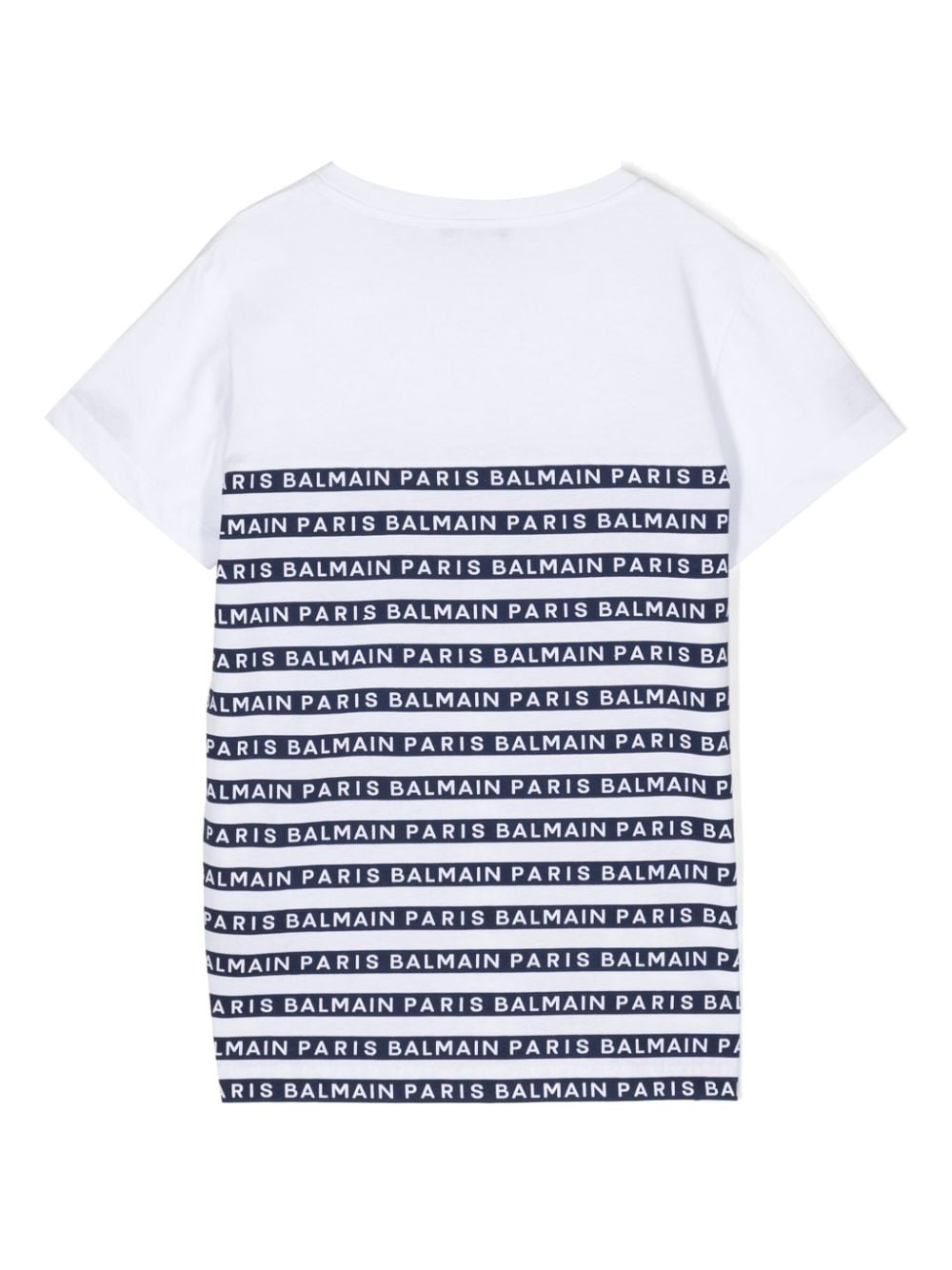 Shop Balmain Logo-print Striped T-shirt In Blue