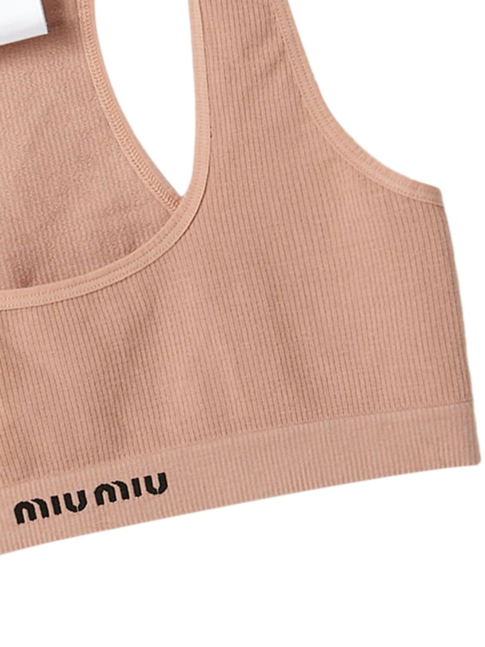 Shop Miu Miu Seamless Cotton Sports Bra In Pink