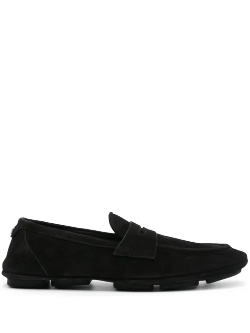 Mocassins en daim à plaque logo - Dolce & Gabbana - Modalova