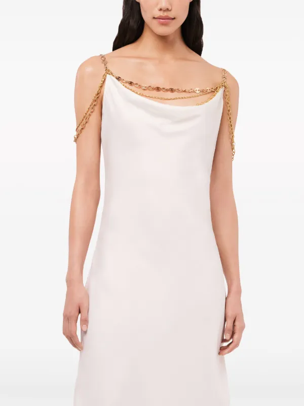 ワンピース RABANNE Woman Dress White 25PJRO062CO0555 P100 Rabanne chain-straps Silk Midi Dress | White | FARFETCH
