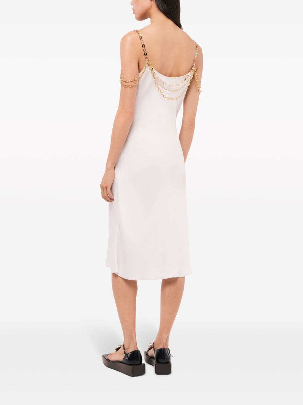Shop Rabanne Chain-straps Silk Midi Dress In White